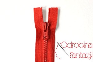 Zamek kostkowy rozdzielczy 35 cm czerwony