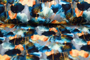 Dresówka kwiaty granatowo-złote