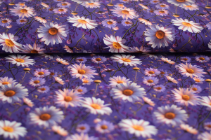 Jersey margaretki na fioletowym tle